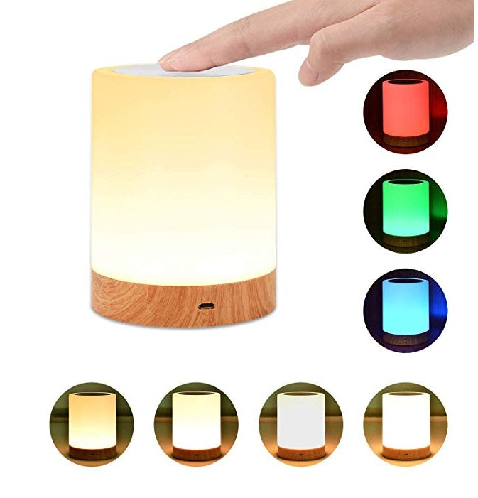 CalmGlow Wood Grain LED Night Light – Rechargeable (Warm Light)