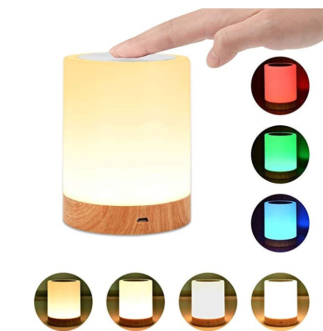 CalmGlow Wood Grain LED Night Light – Rechargeable (Warm Light)