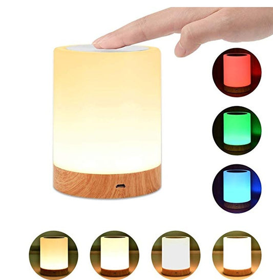 CalmGlow Wood Grain LED Night Light – Rechargeable (Warm Light)