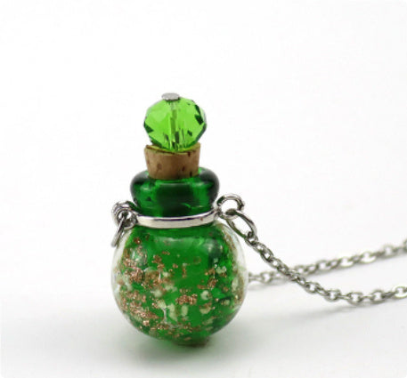 Aromatherapy Essential Oil Pendant Necklace – Refillable Glass Bottle