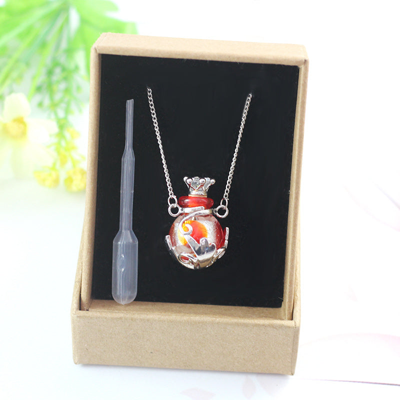 Aromatherapy Essential Oil Pendant Necklace – Refillable Glass Bottle