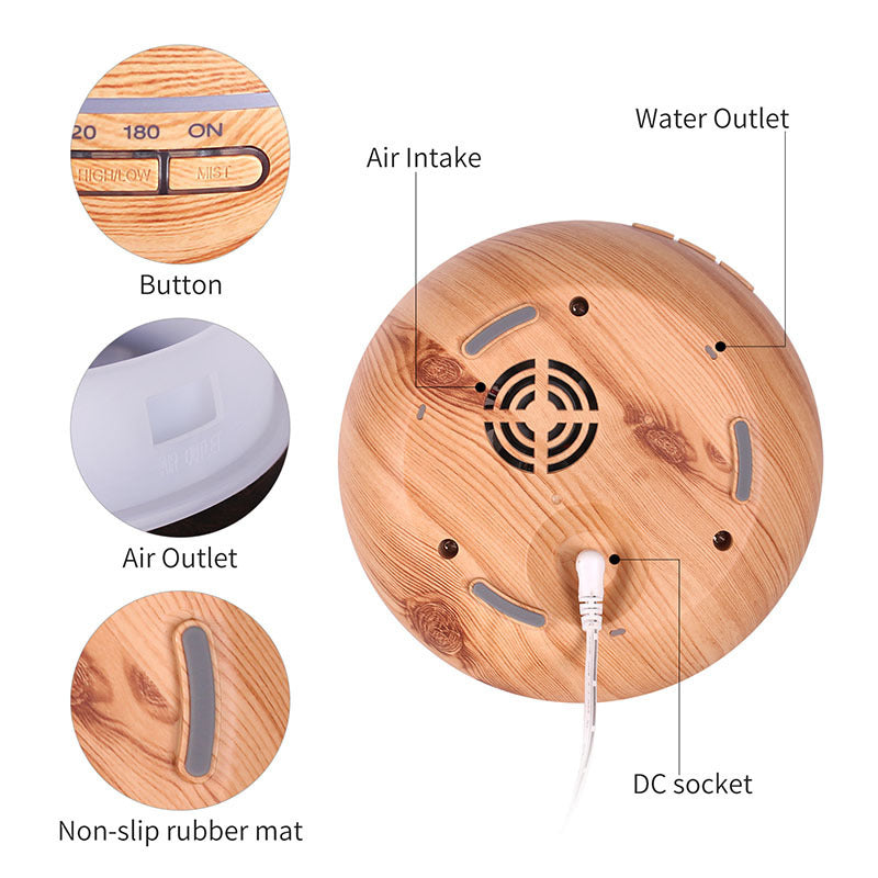 CalmFlow™ Wood Grain Ultrasonic Aroma Diffuser (Night-Lit)