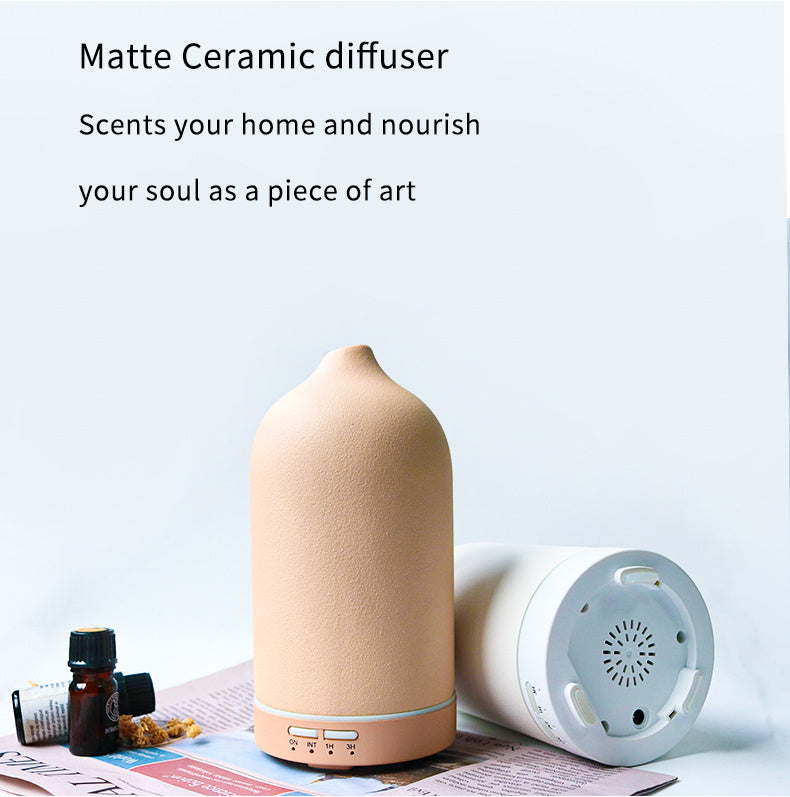 CalmMist Ceramic Ultrasonic Diffuser – Matte White/Beige/Pink/Grey